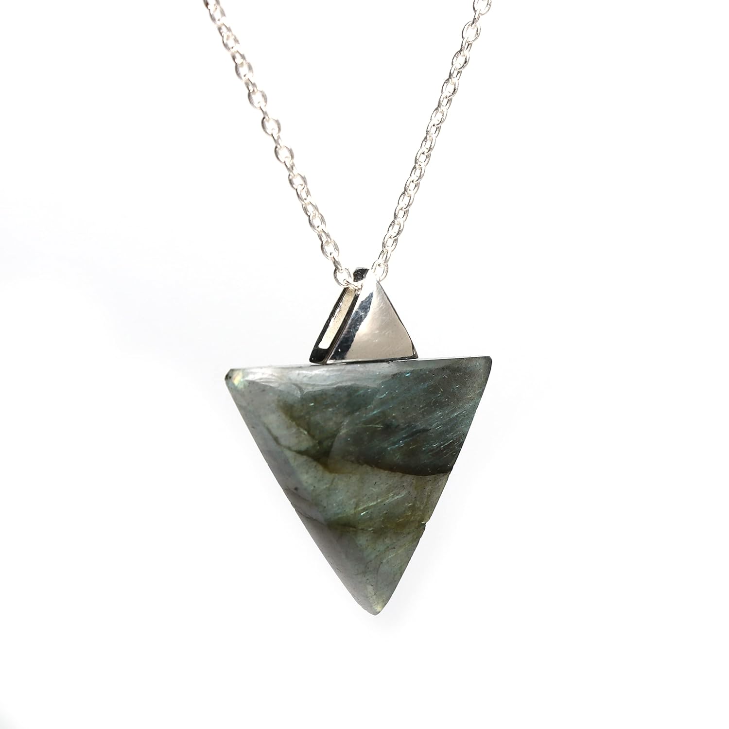 Gempires Labradorite Pendant in Triangle Shape – Pendant for Protection Against Negetive Energy – Unisex Pendant (Labradorite)