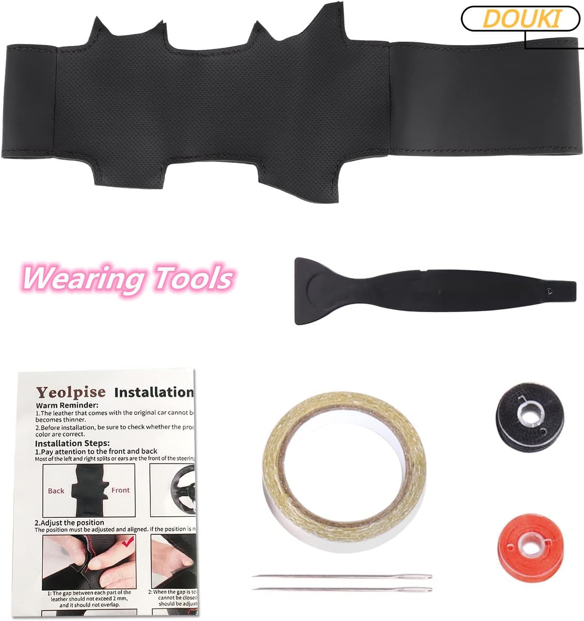 Funda de cuero negro cosida a mano para volante de automóvil para Nissan marzo 2010-2015 para Sunny 2011-2013 para Versa 2012-2014