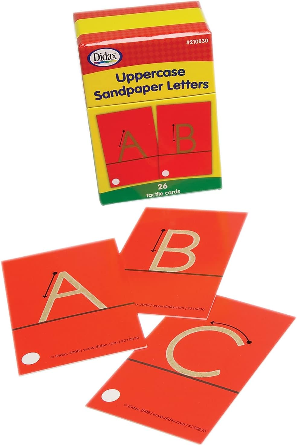 Didax Educational Resources Papel de lija táctil mayúscula Letras, mayúscula, 4-14 X 2-58 in, Multi