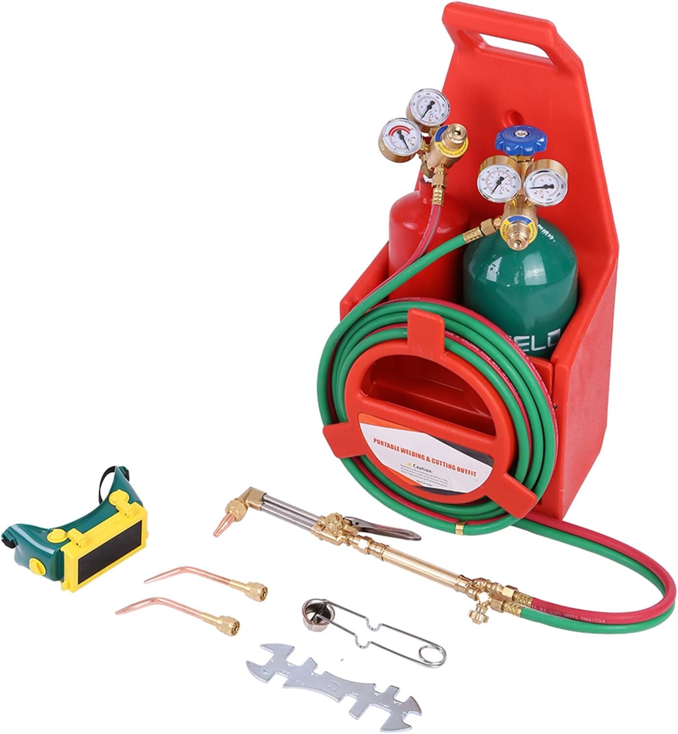 Shulemin Kit de antorcha de soldadura de cilindro de oxígeno, antorchas de oxiacetileno, kit de soplete de soldadura de boquilla de latón de tubo