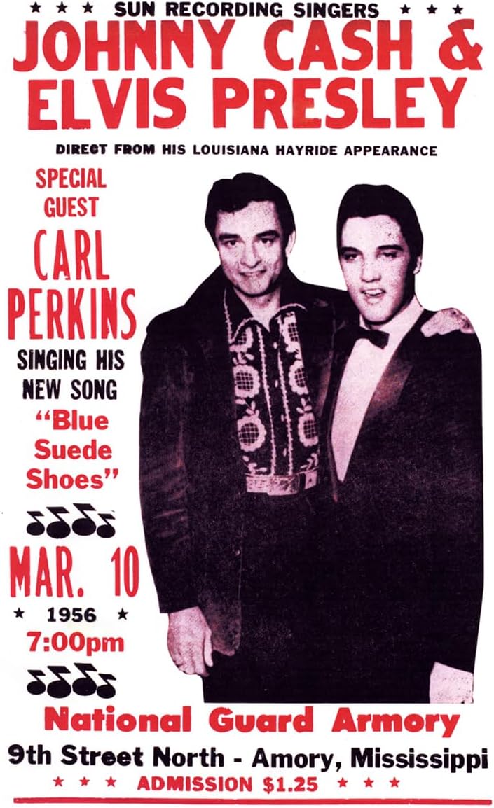 Johnny Cash w Elvis Presley – Póster de concierto vintage, Mississippi