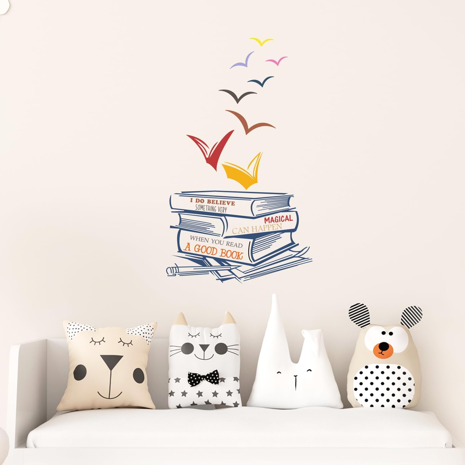 ADECALS Calcomanía colorida para pared, diseño de texto en inglés “I Do Believe Something Very Magical Can Happen When You Read A Good Book” (Libro