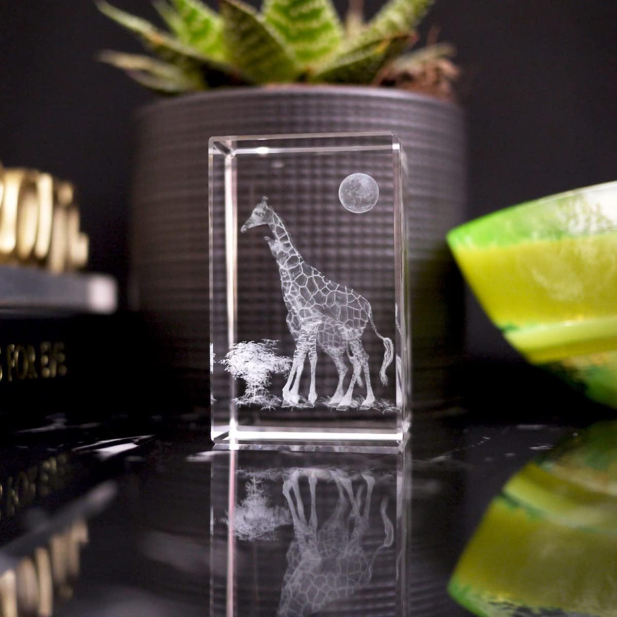 Regalo de jirafas para decoración del hogar, cristal 3D K9 para amantes de los animales, zoológico, safari, amor, amistad, decoración de guardería,