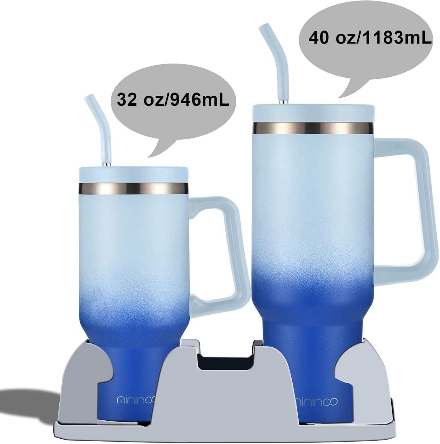 mininoo Vaso de 30 onzas con asa y pajilla, taza aislada con asa a prueba de fugas, botella de agua de acero inoxidable, taza de viaje, apto para