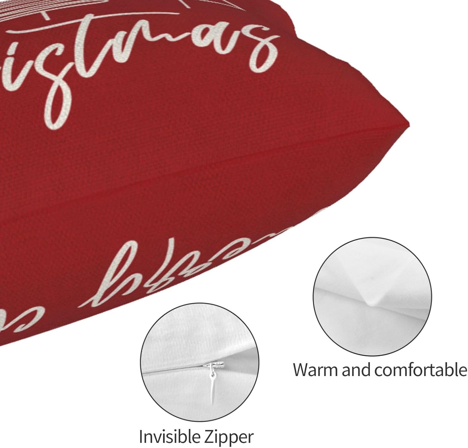 GOLIANDA Juego de 2 fundas de almohada de Navidad de 12 x 20 pulgadas, fundas de almohada de lino decorativas de invierno, Navidad, almohadas rojas