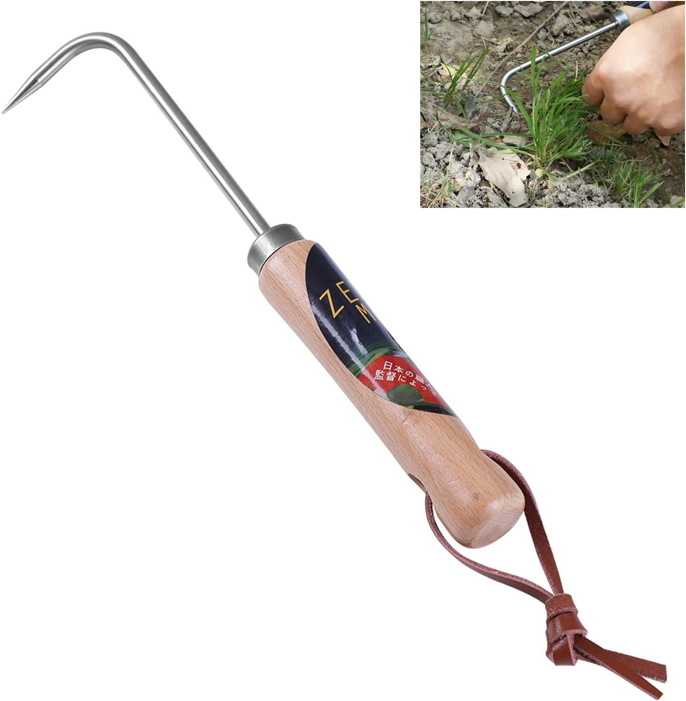 Herramienta de mano de jardín de acero inoxidable, gancho de raíz de una sola garra para deshierbar, excavar, aflojar el suelo, bordes y plantar