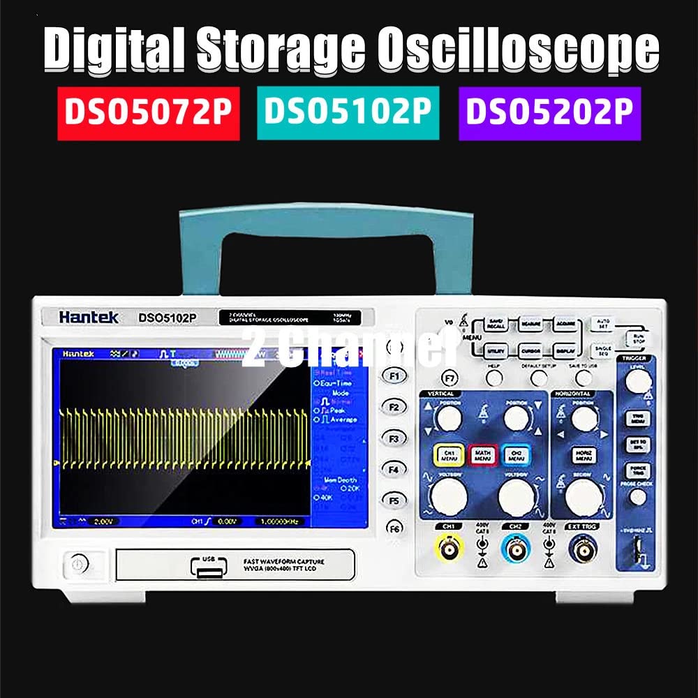 Hantek DSO5072P DSO5102P DSO5202P Osciloscopio de almacenamiento digital portátil USB PC Osciloscopio 2 canales 70MHz 100MHz 200MHz 1GSas 40K