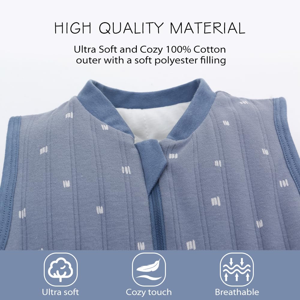 TOG 2.5 – Saco de dormir para bebé, saco de dormir sin mangas para bebés y niños pequeños, saco de dormir súper suave, cálido y cómodo, rayas azules