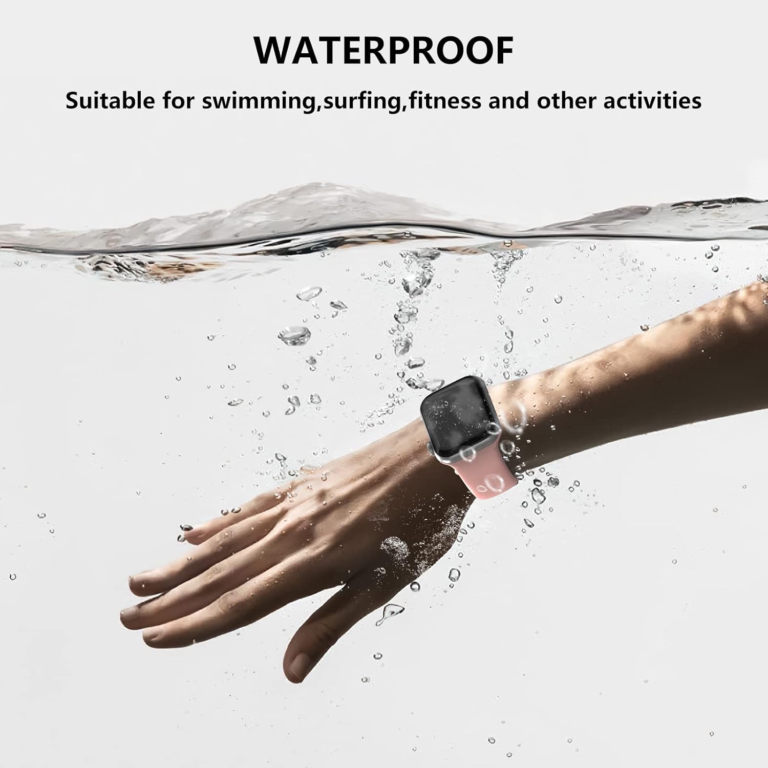 Correas deportivas compatibles con correas de Apple Watch de 1.496, 1.575, 1.614, 1.654, 1.732, 1.772 pulgadas, correa impermeable de silicona suave