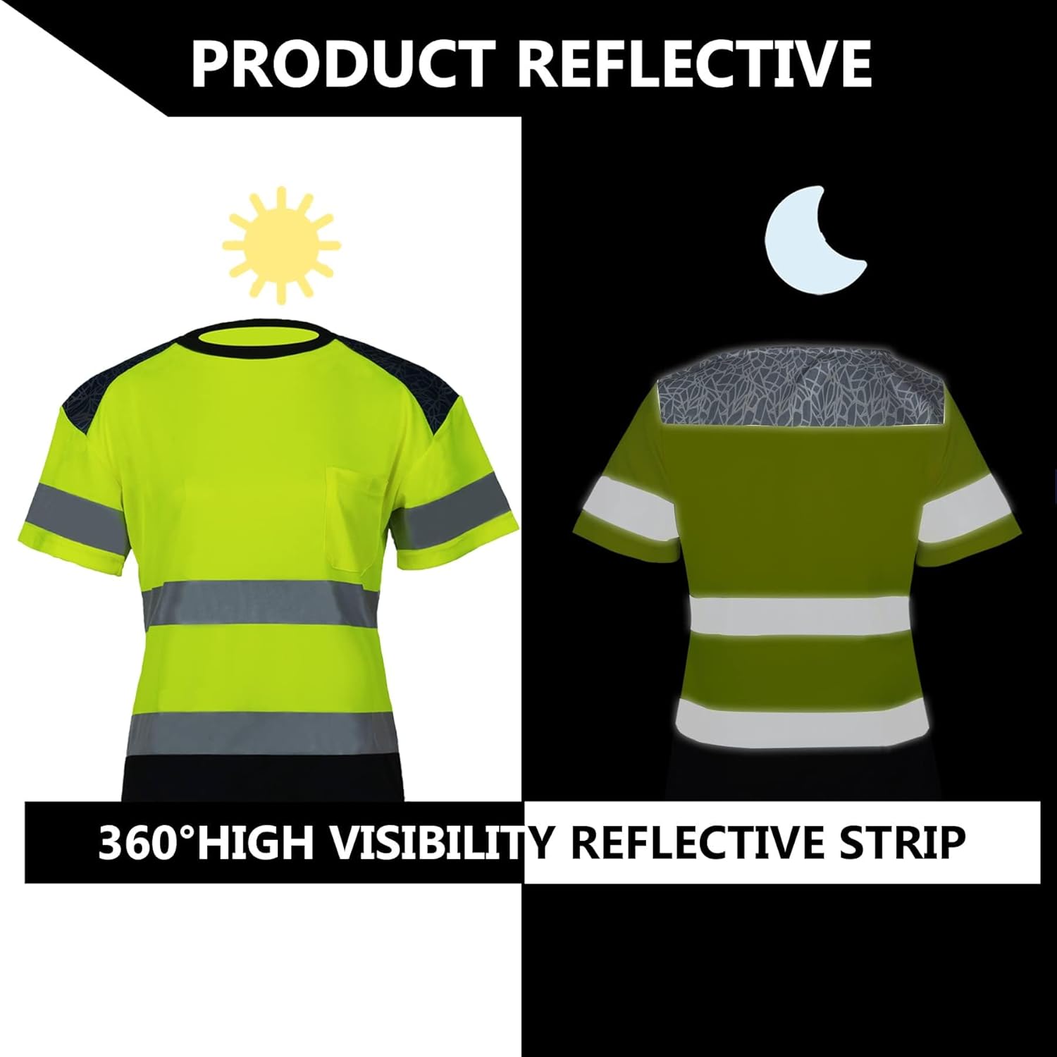 Hi Vis Safety T Shirt for Women Reflective ANSI Class 2 with Pocket High Visibility Work Construction Short Sleeve