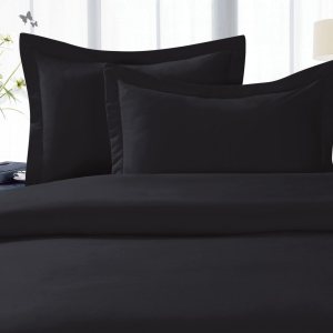 Elegance Linen – Juego de funda de edredón de 3 piezas, 1500 hilos, tamaño matrimonialqueen, calidad egipcia, 3 piezas, color negro Elegance Linen – Juego de funda de edredón de 3 piezas, 1500 hilos, tamaño matrimonialqueen, calidad egipcia, 3 piezas, color negro