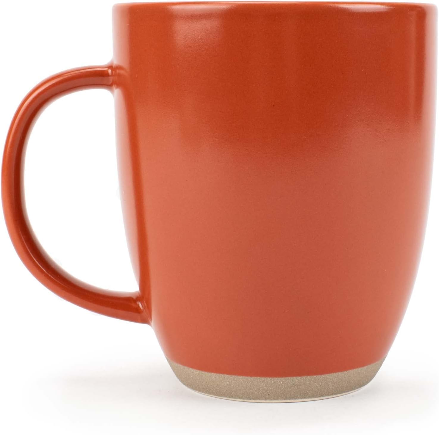 Elanze Designs Juego de 4 tazas de café de cerámica de 13 onzas con fondo de arcilla cruda, color rojo óxido