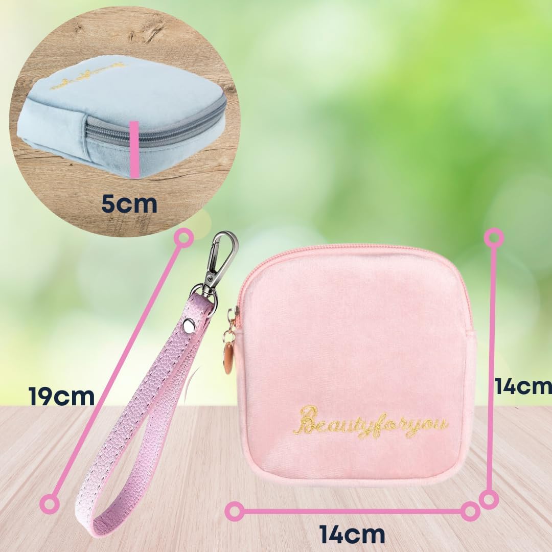Bolsas de almacenamiento reutilizables para servilletas sanitarias portátiles para mujeres y niñas  Terciopelo suave al tacto con cordón de clip