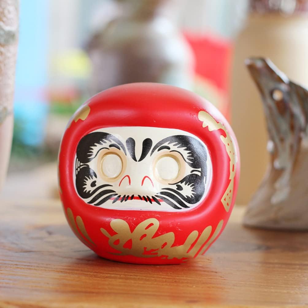 STOBOK Decoración para el hogar, caja de ahorro de muñeca japonesa Daruma de cerámica, alcancía de gato, banco de deseos, estatua zen de la suerte,