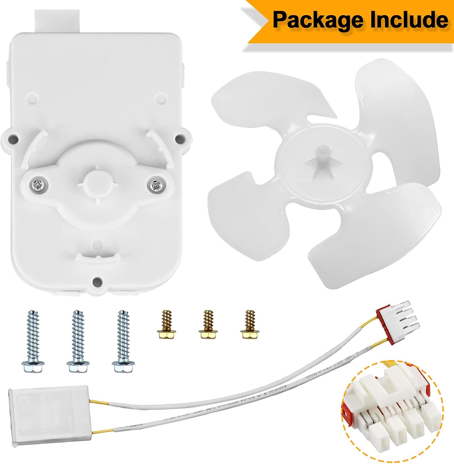 W10124096 Kit de motor de ventilador de condensador compatible con refrigeradores Whirl-Pool Kitche-Naid reemplaza piezas 2188538 2188727 W10130108