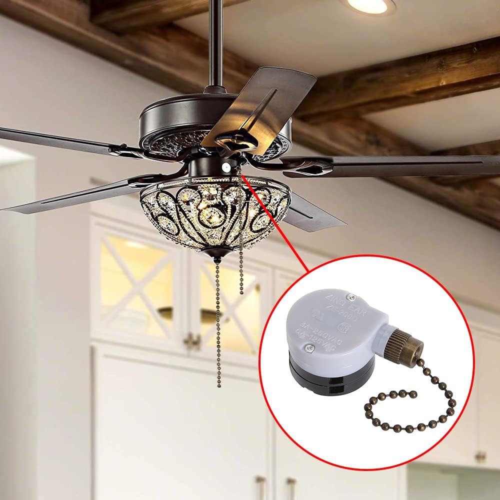 Interruptor de ventilador de techo Zing Ear ZE-208D Control de 3 velocidades 5-8 cables Interruptor de cadena de tracción Accesorios Accesorios