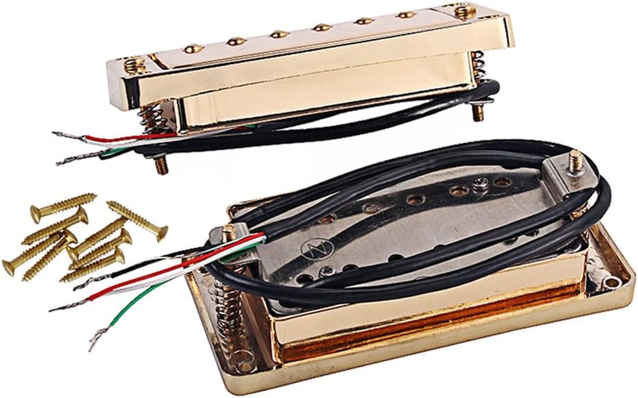 Ogdni Juego de pastillas Humbucker de guitarra, cuello de doble bobina y pastilla de puente piezas de repuesto para guitarra eléctrica LP (dorado)
