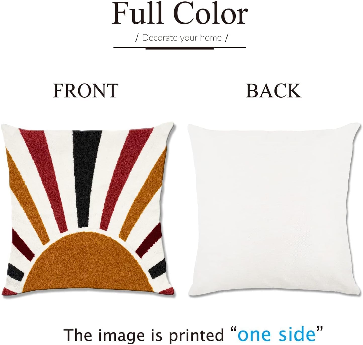 Molili Fundas de almohada con textura bohemia de 18 x 18 pulgadas, modernas fundas de almohada con diseño de sol absrácto minimalista, decoración de