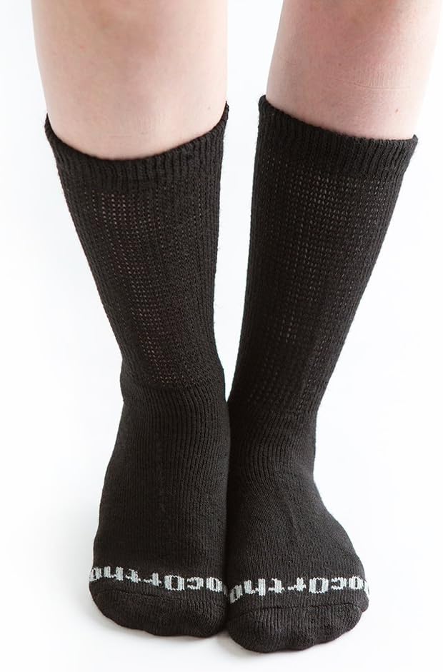 Doc Ortho Calcetines para diabéticos ultra suaves y holgados, 6 pares, cuello redondo