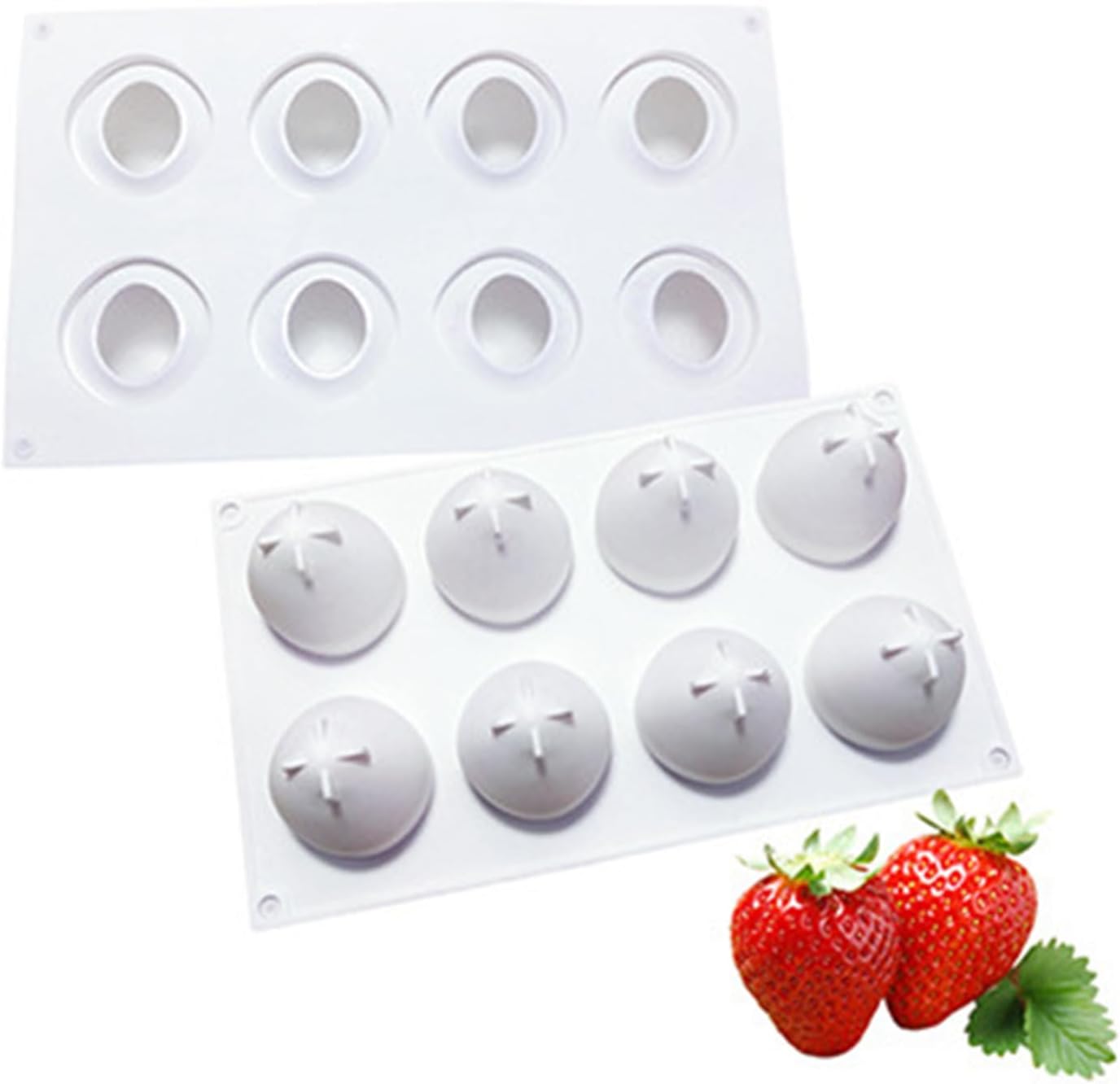 Molde de mousse de fresa,Moldes de pastel de frutas 3D,Molde de silicona para hornear para mousse casero Chocolate Candy Muffin Fondant Herramientas