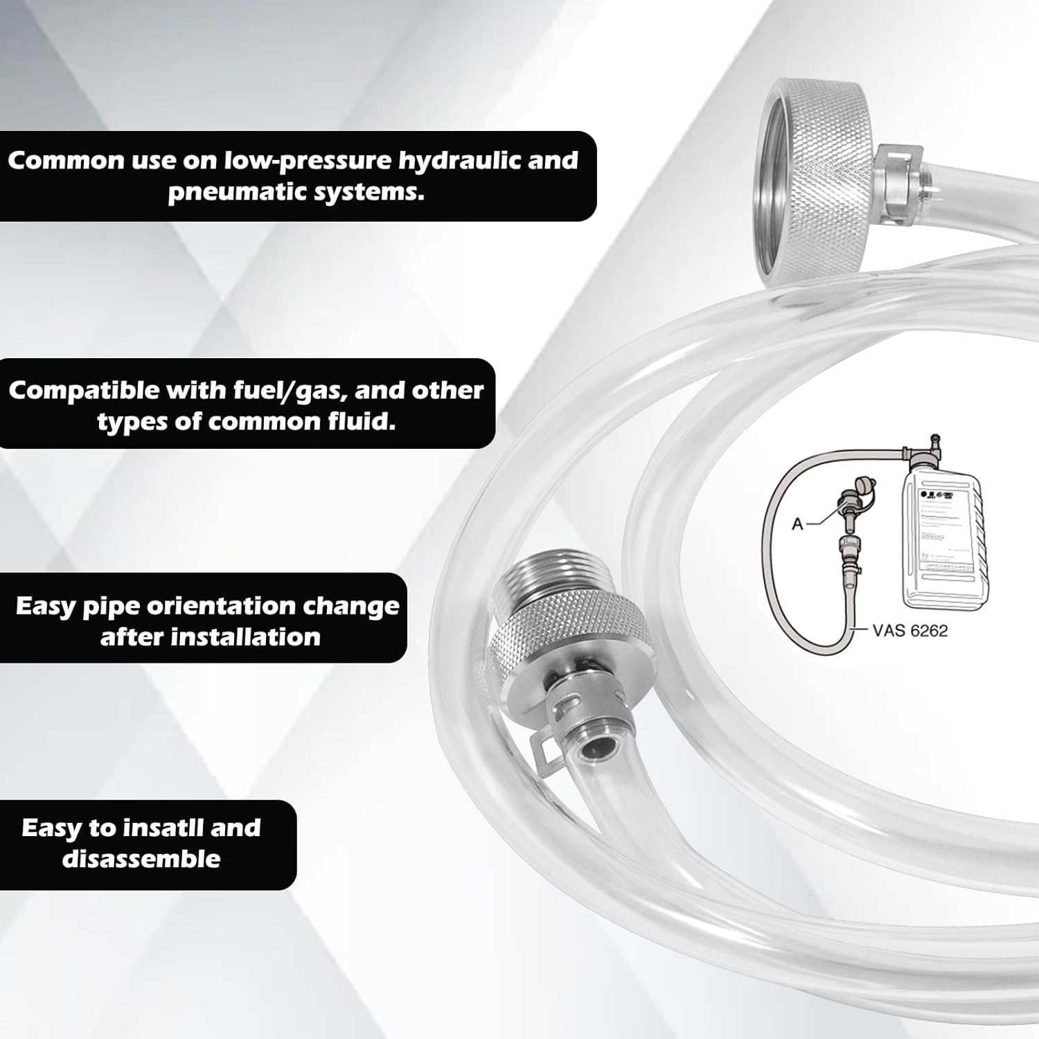 Manguera de llenado de aceite compatible con VAG DSG VW Audi, repuesto para kit de cambio de aceite de caja de cambios VAS 6262A con adaptador de