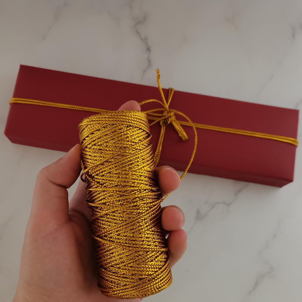 Cuerda de oropel metálica dorada de 0.069 pulgadas, cordón brillante no elástico para rastas, trenzas, torsiones, accesorio de deformación del