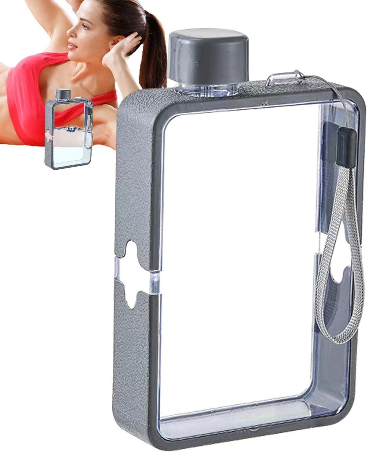 Slim Cold Flask  Botella de agua de bolsillo de 12.8 onzas  Diseño de moda Taza plana para estudiantes, taza de jugo portátil a prueba de fugas con