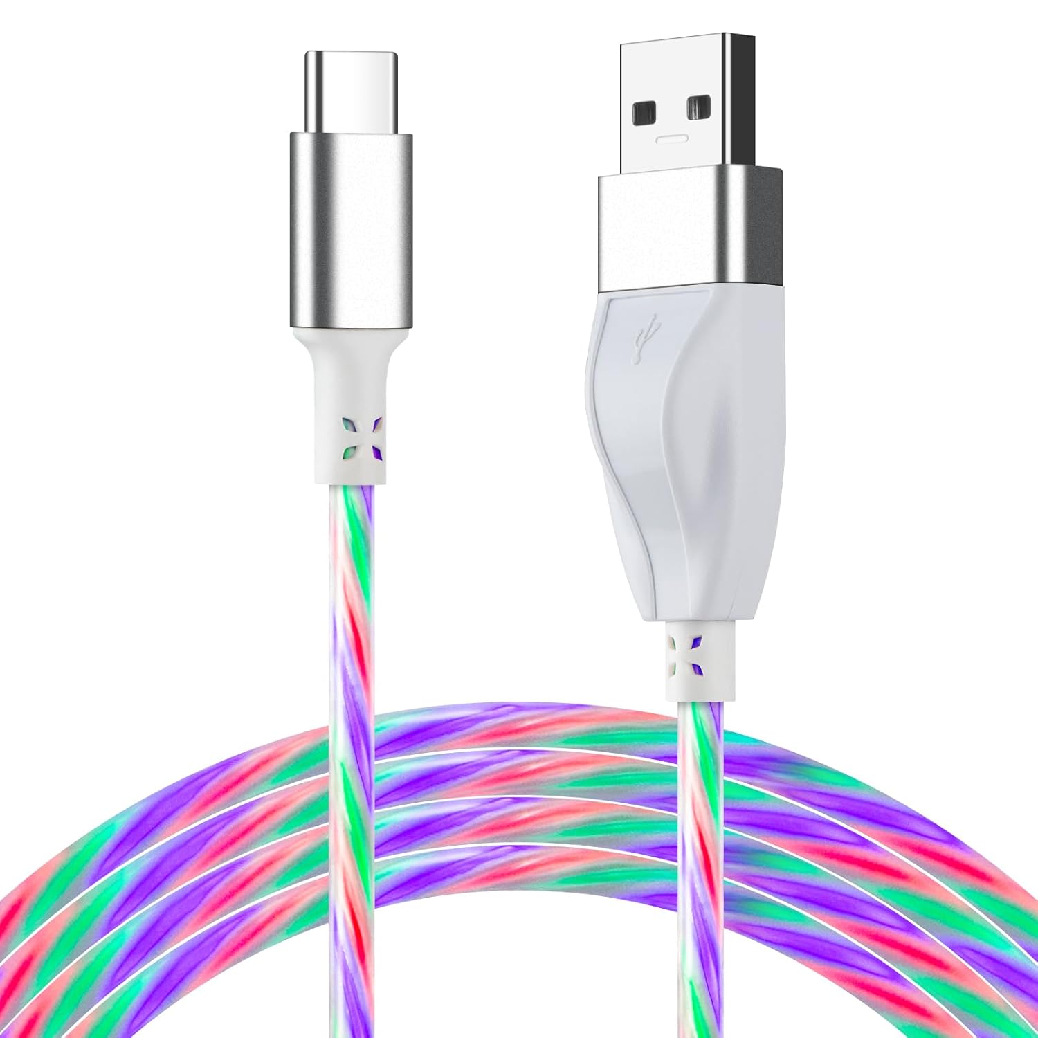 Aolcev Cable USB C con luz de 5 pies, cable USB A a USB C de 120 W, cargador tipo C, cable de carga rápida para MacBook Samsung Galaxy S24 S23 S22