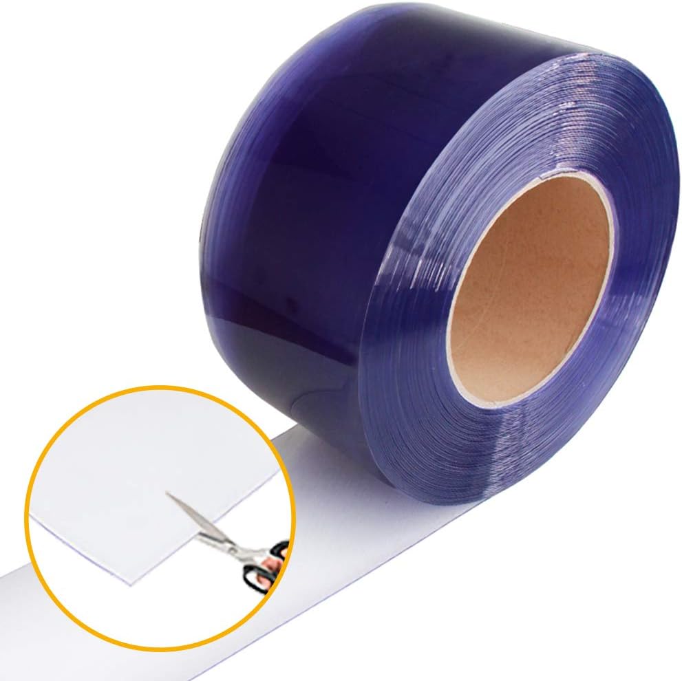 VIZ-PRO Rollo a granel de puerta de tira de cortina lisa de PVC transparente estándar, 50 pies de largo x 16 pulgadas de ancho x 0.16 pulgadas de
