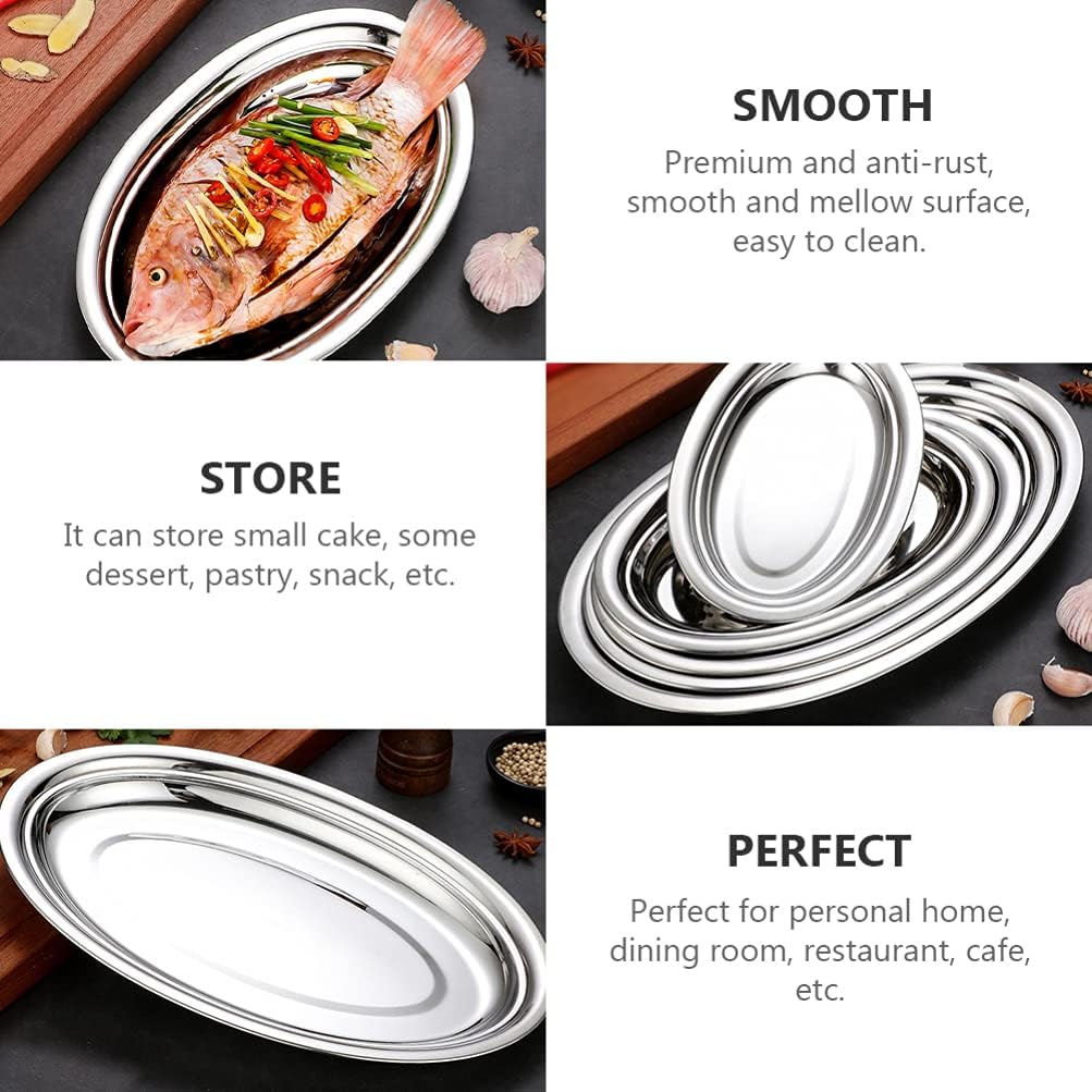 Cabilock 1 plato de decoración de boda cacerola de inducción servidor pescado simple bandeja de metal para servir plato de fiesta con tapa, platos