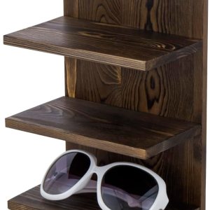MyGift Estante rústico de 5 niveles para lentes de sol de madera maciza quemada, estante de gafas de ojos montado en la pared o soporte de mesa, MyGift Estante rústico de 5 niveles para lentes de sol de madera maciza quemada, estante de gafas de ojos montado en la pared o soporte de mesa,