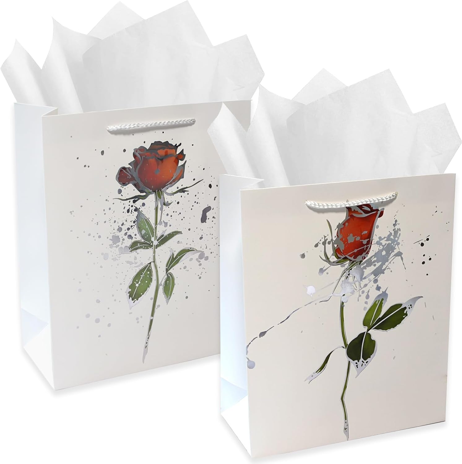 SCORYULE Bolsas de regalo grandes de 12.6 pulgadas, 2 unidades, con asa y papel de seda, para cumpleaños, aniversario, San Valentín, despedida de