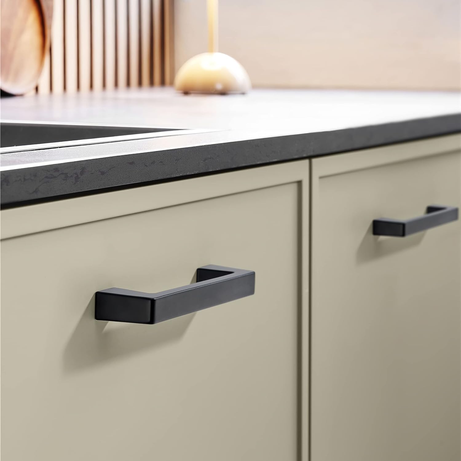 khtumeware Paquete de 10 manijas de gabinete de cocina de 3 pulgadas (2.992 in), tiradores de gabinete de cocina color negro mate, tiradores de