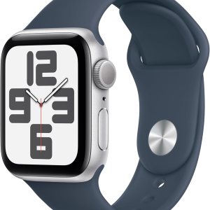 Apple Watch SE (2nd Gen) GPS 40mm – Silver Aluminum Case with Storm Blue Sport Band, ML (Renewed) Apple Watch SE (2nd Gen) GPS 40mm – Silver Aluminum Case with Storm Blue Sport Band, ML (Renewed)