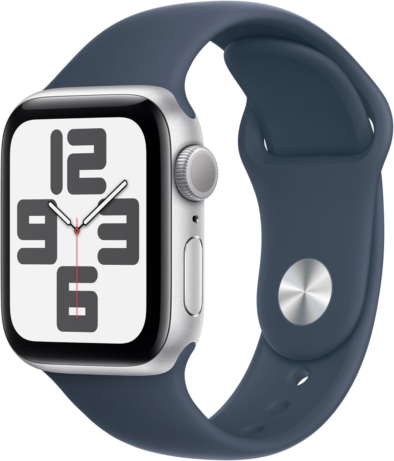 Apple Watch SE (2nd Gen) GPS 40mm – Silver Aluminum Case with Storm Blue Sport Band, ML (Renewed)