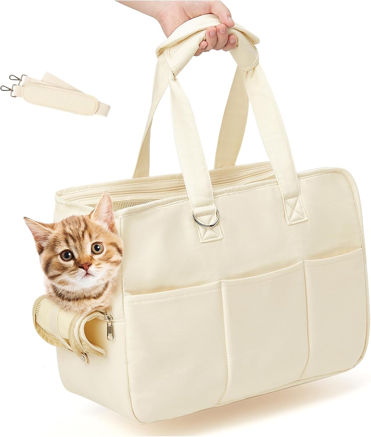 Bolsa transportadora para perros con capacidad para hasta 20 libras, bolsa de algodón con lados suaves, transportadores de perros y gatos para gatos