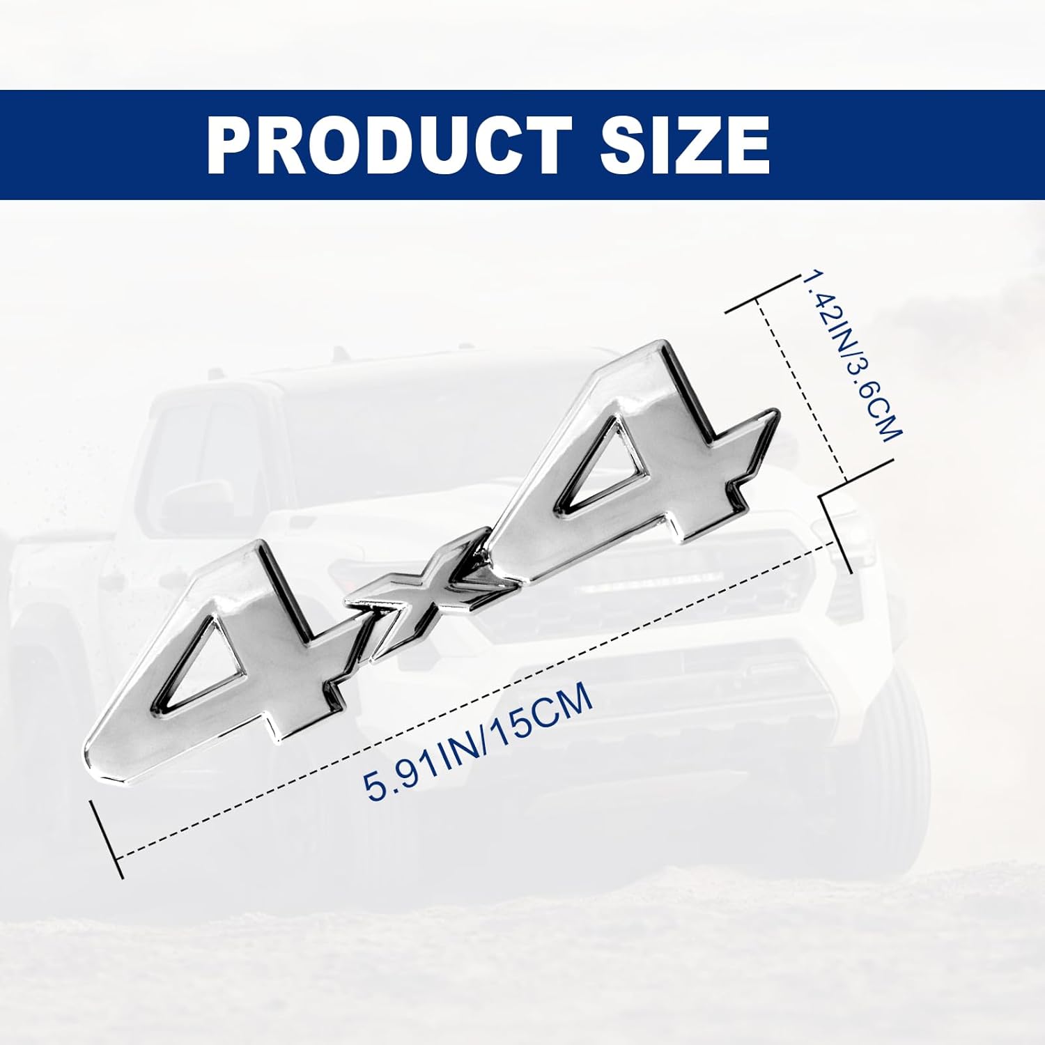 Insignia universal de 4 x 4 con logotipo 3D, repuesto de adhesivo de cobertura completa compatible con Toyota 4Run, Tac, modelo Tun SUV, camioneta,