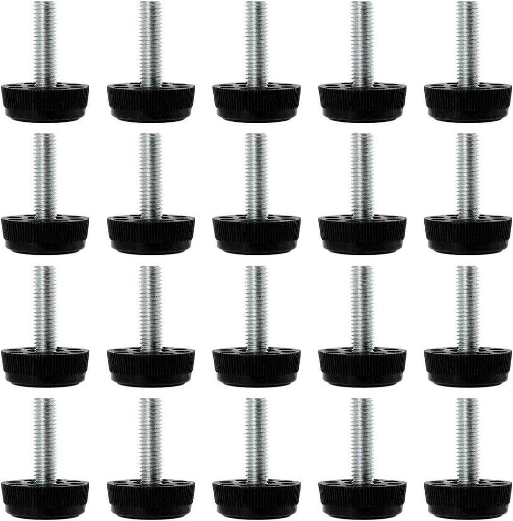 uxcell M8 x 1.102 x 1.181 in pies niveladores deslizantes ajustables para muebles protector de piso para el hogar restaurante mesa pata 20 unidades