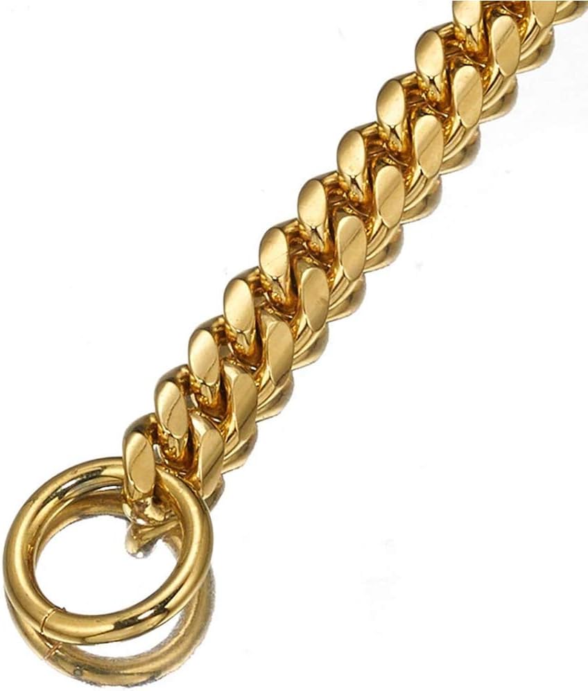Aiyidi Collar de cadena de perro chapado en oro de 18 quilates de acero inoxidable de 0.394 in, 0.472 in, 0.591 in, 0.709 in, collar de eslabones