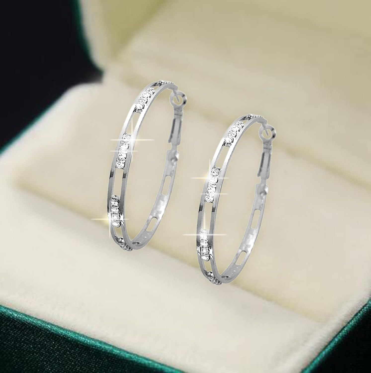 Pendientes grandes con diamantes de imitación circulares finos y colgantes dorados y plateados, elegantes aretes de diamantes de imitación para boda