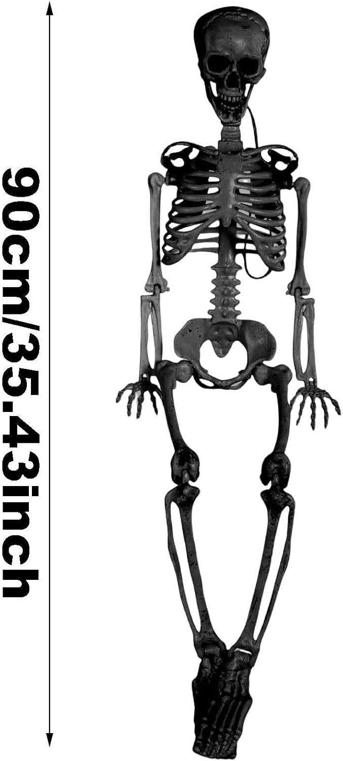 Decoración de esqueleto de Halloween, esqueleto de Halloween, tamaño real, articulaciones articuladas articuladas humanas de tamaño completo, cuerpo