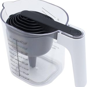 COOK WITH COLOR Juego de tazas medidoras – 9 PC. Taza medidora líquida apilable anidable, tazas medidoras secas y cucharas con embudo y raspador COOK WITH COLOR Juego de tazas medidoras – 9 PC. Taza medidora líquida apilable anidable, tazas medidoras secas y cucharas con embudo y raspador