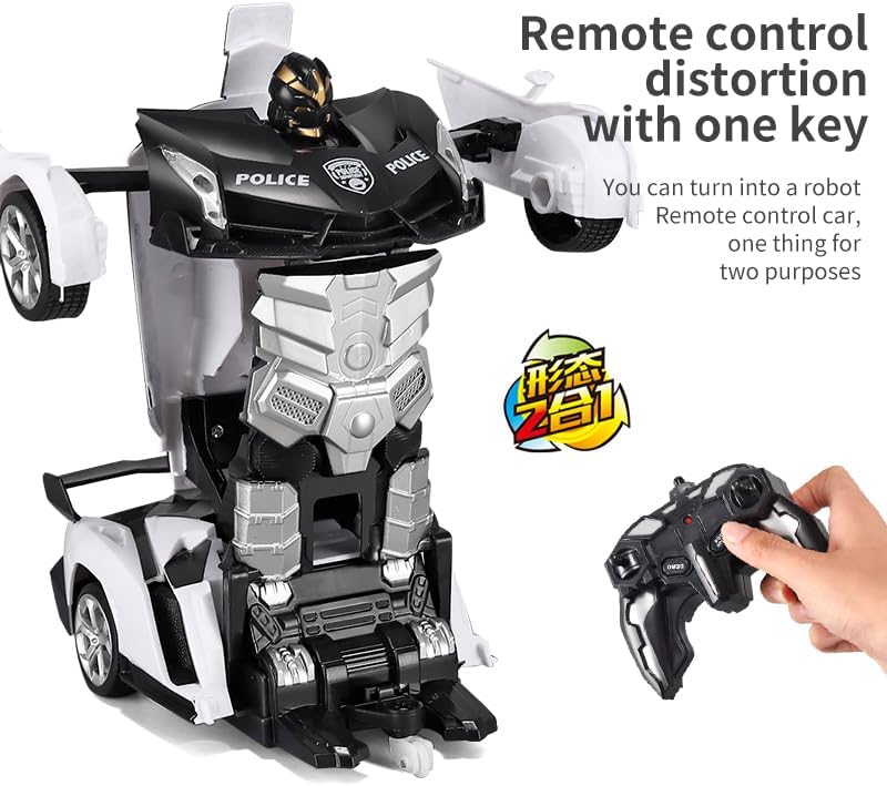 Remote Control Car – Transform Robot RC Cars Contains All Batteries One-Button Deformation and 360 Degree Rotating Drifting, Present Christmas