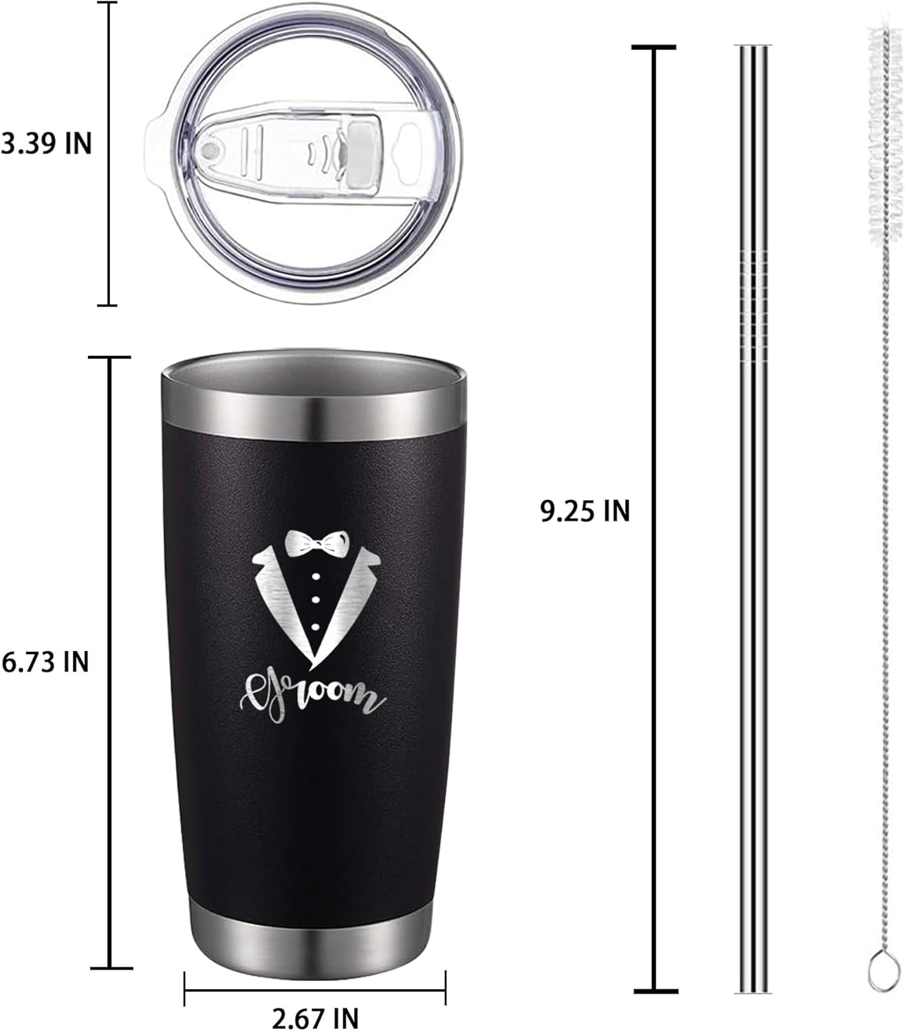 BachpartyGifts Juego de 8 vasos de viaje de acero inoxidable para padrinos de boda, regalos de despedida de soltero (tripulación de novio)