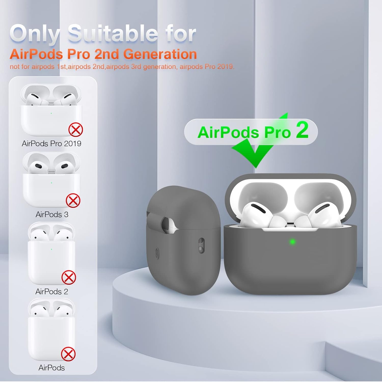 OULUOQI Funda compatible con AirPods Pro 2 20232022, funda protectora de silicona suave que absorbe los golpes, compatible con Apple AirPods Pro de