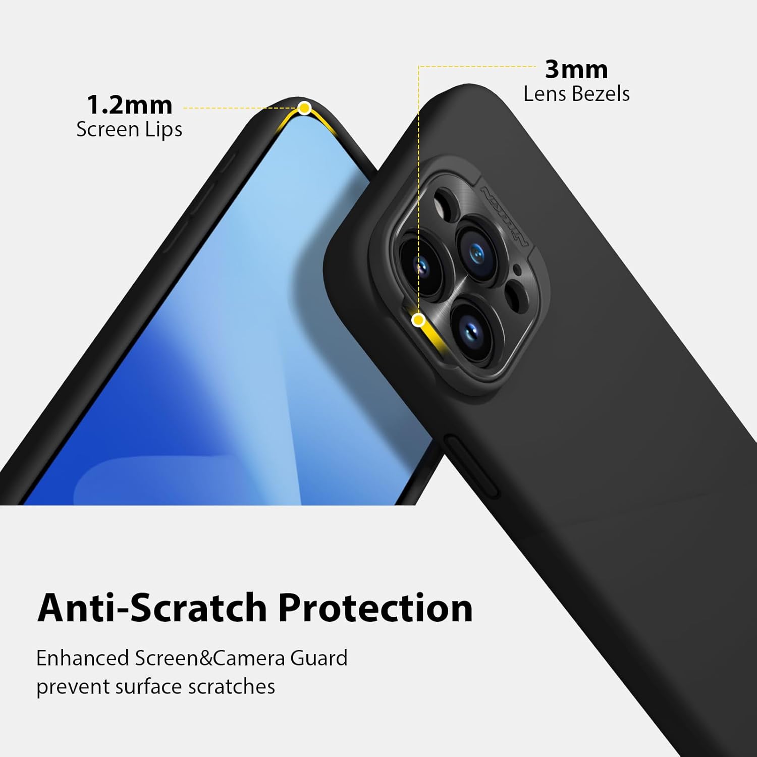 Nillkin CamShield – Funda para iPhone 15 Pro con soporte para cámara, funda de silicona líquida compatible con MagSafe, funda magnética sedosa para