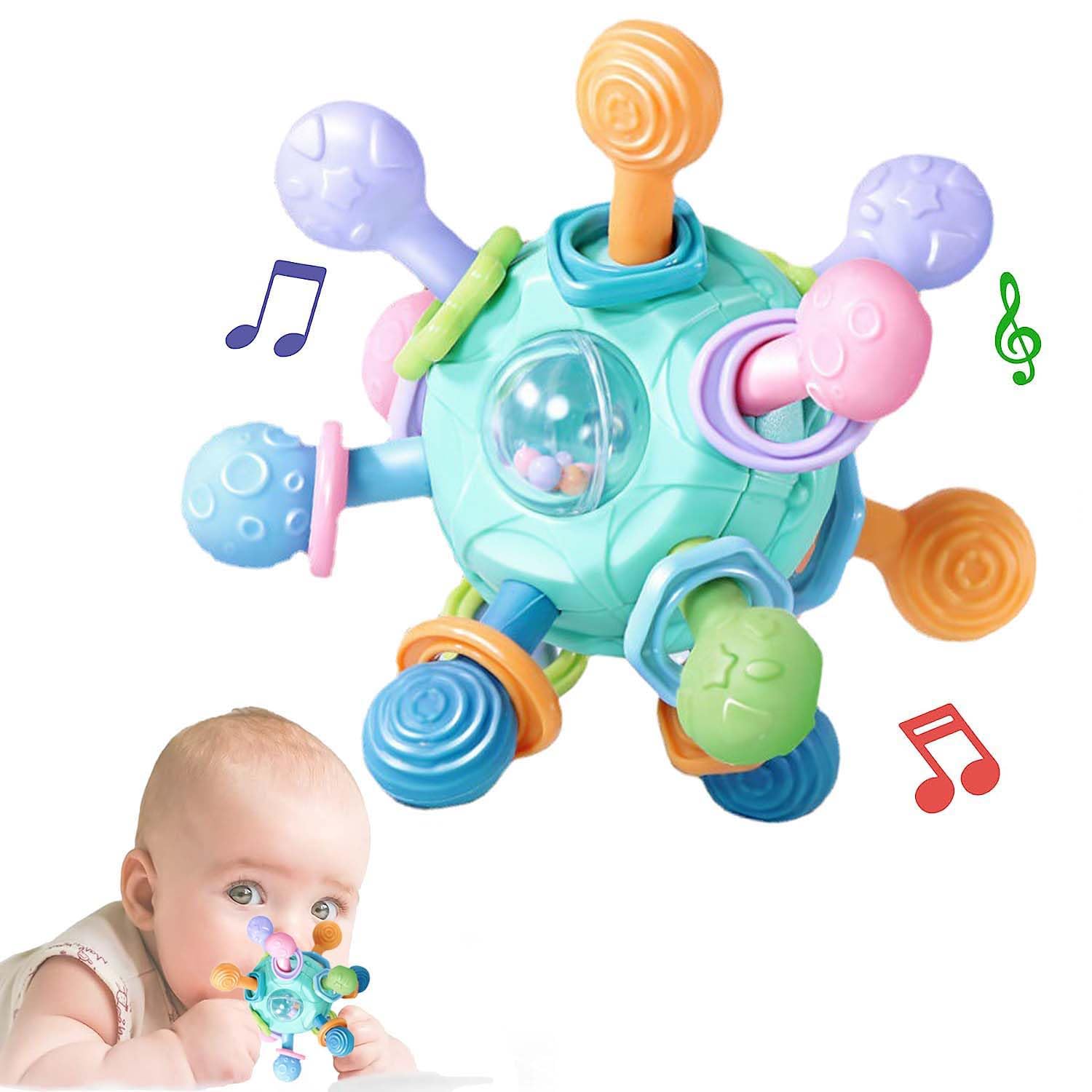 Juguetes de dentición Montessori para bebés, juguetes sensoriales de dentición para bebés, regalos para bebés recién nacidos, sonajeros para bebés,