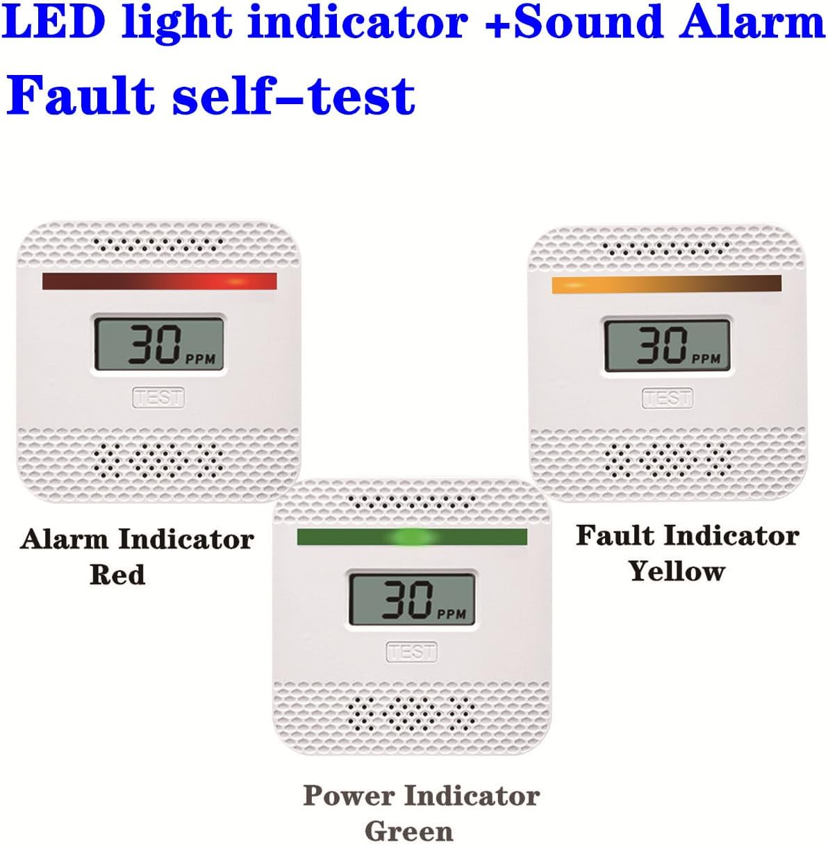COOKSS – Detector de monóxido de carbono, 2 unidades, monitor de gas CO con pantalla digital LCD y advertencia de sonido, alarma de CO de alta