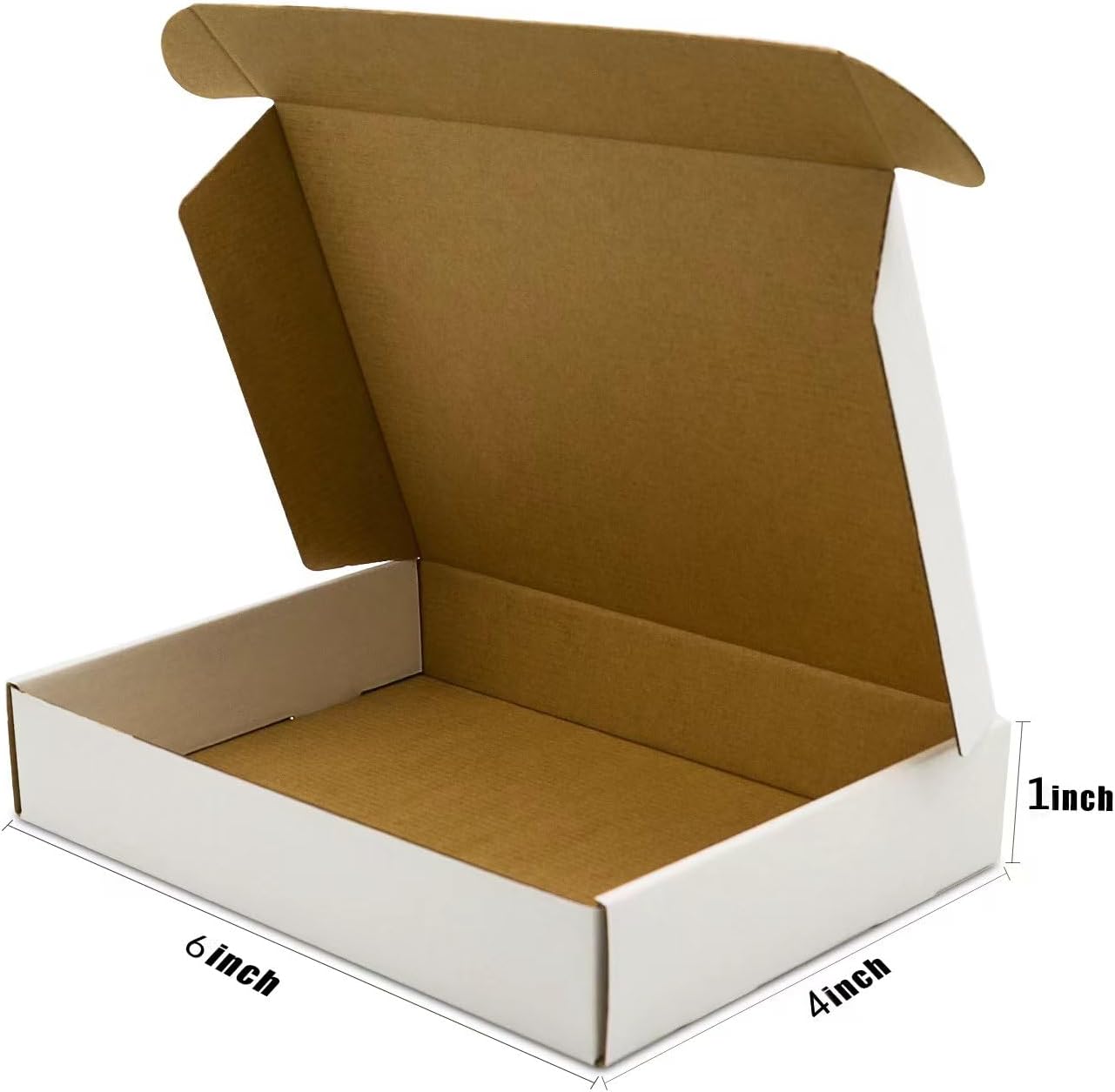 Cajas de envío blancas de 6 x 4 x 1 pulgadas, paquete de 25 cajas para pequeñas empresas, cajas de cartón corrugado para envío, embalaje