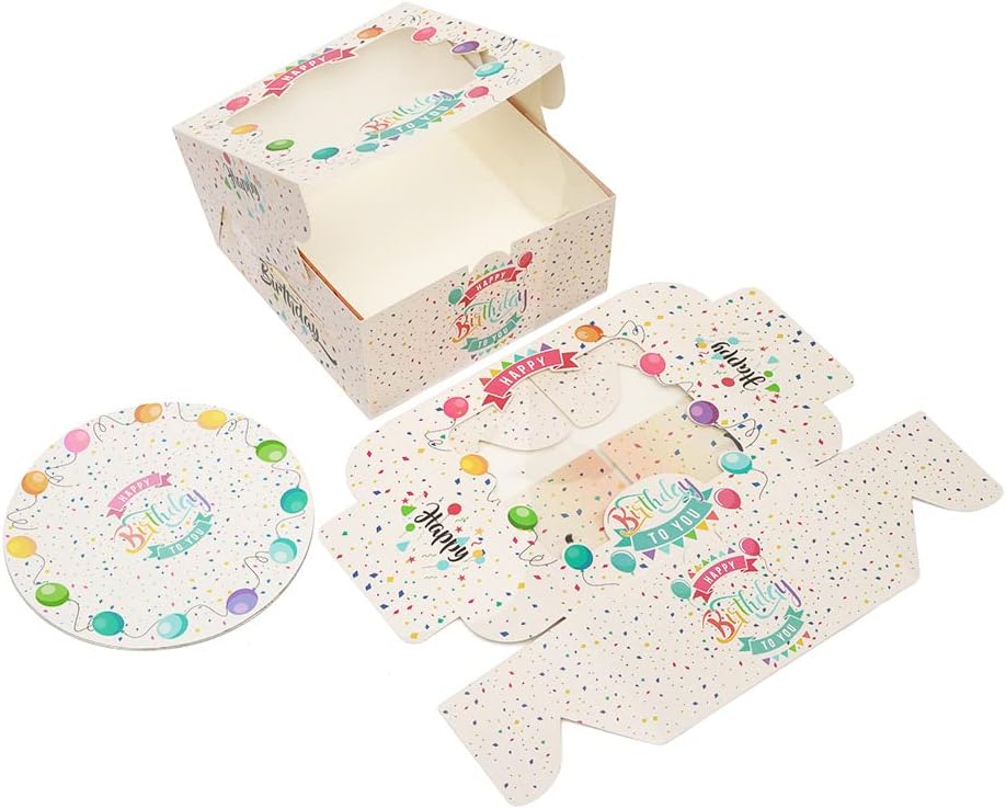 36 cajas para tartas de 10 x 10 x 5 con ventana, paquete de 18 cajas para tartas de cumpleaños, cajas de panadería de 10 pulgadas (18 cajas para